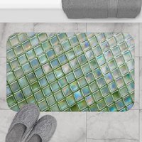 Green Ombré Glass Tile large bath mat