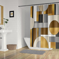 Mid-Century modern Mondrian style shower curtain