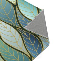 Blue Green Ombre Leaves Rug, Indoor Outdoor