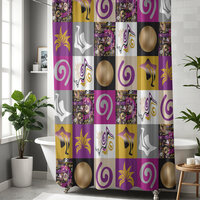 Purple Modern Abstract Geometric Shower Curtain