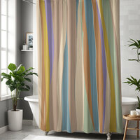 Wavy Stripes Shower Curtain in Muted Tropical Colors