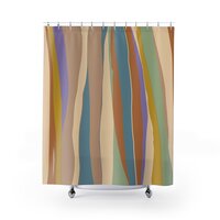 Wavy Stripes Shower Curtain in Muted Tropical Colors