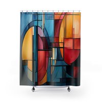 Jewel Colors Abstract Art Stained Glass Shower Curtain