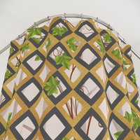 Country Garden Lattice Shower Curtain top view