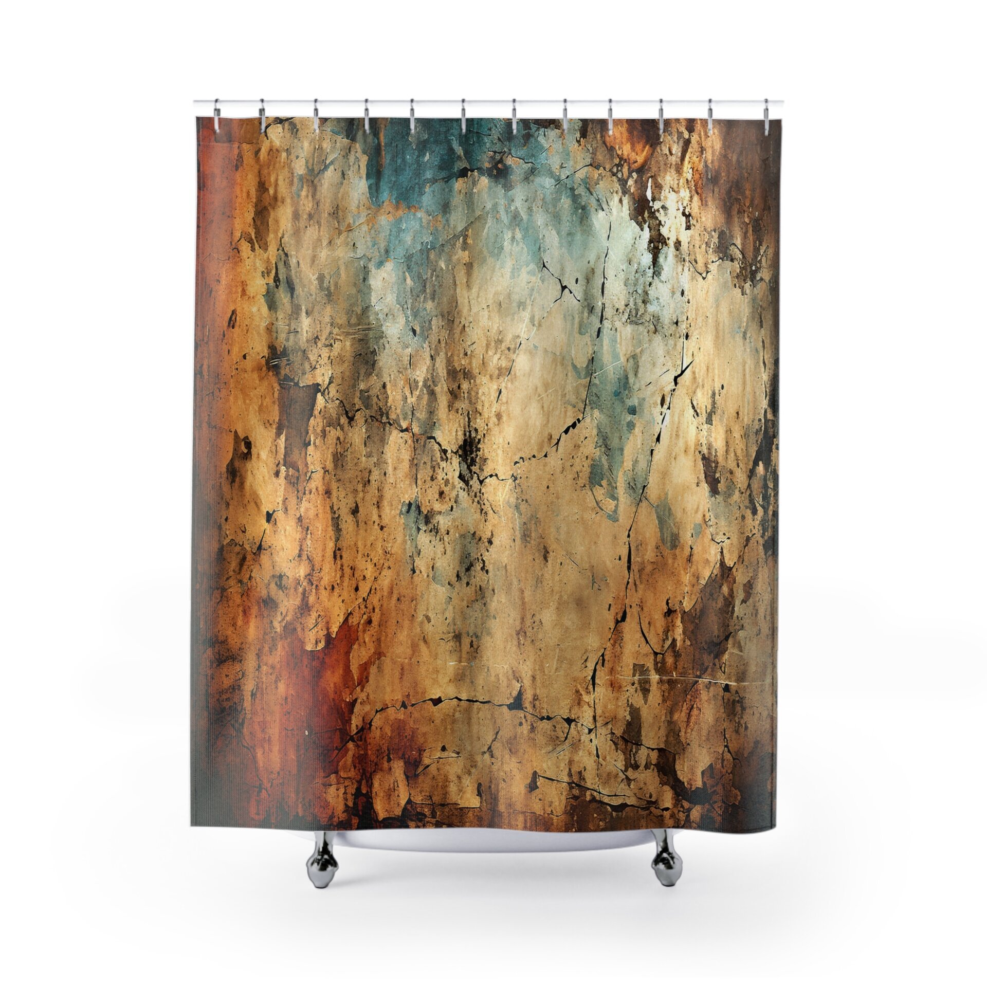 Industrial Cracked Concrete Shower Curtain