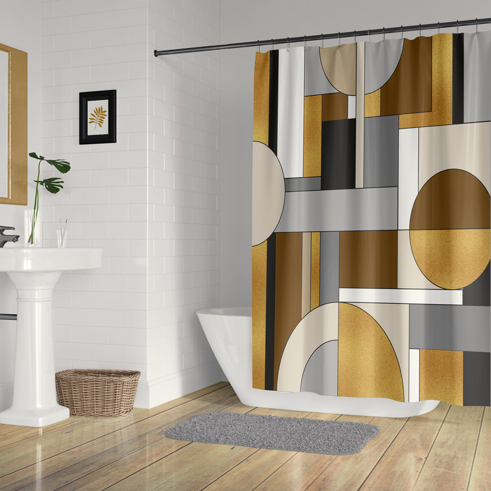 Mid-Century modern Mondrian style shower curtain