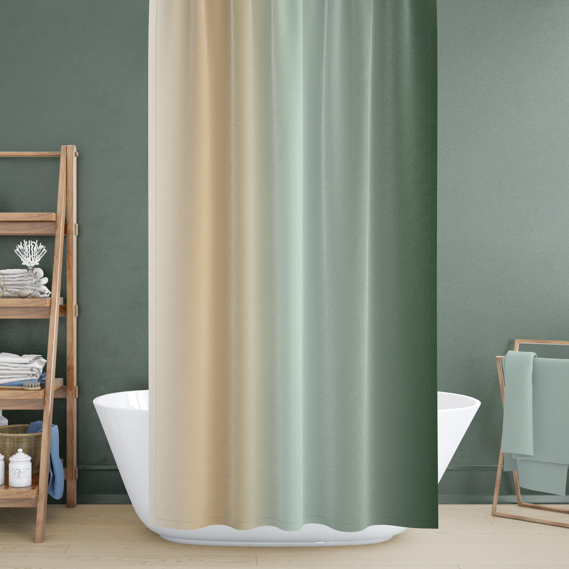 Green Ombré Shower Curtain