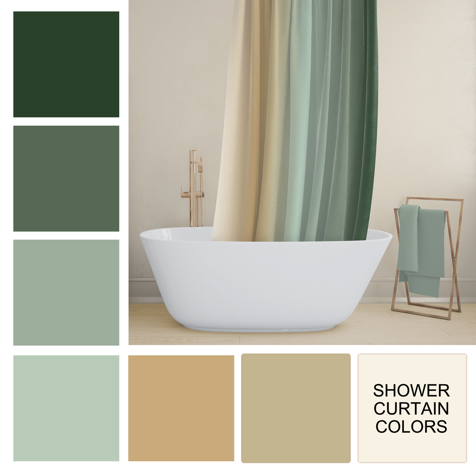 Green Ombré Shower Curtain color palette
