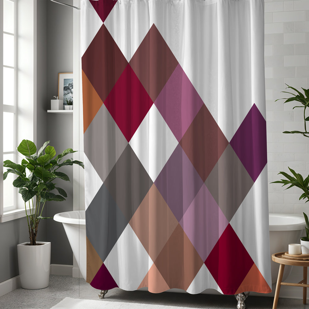 Burgundy and Purple Large Squares Shower Curtain