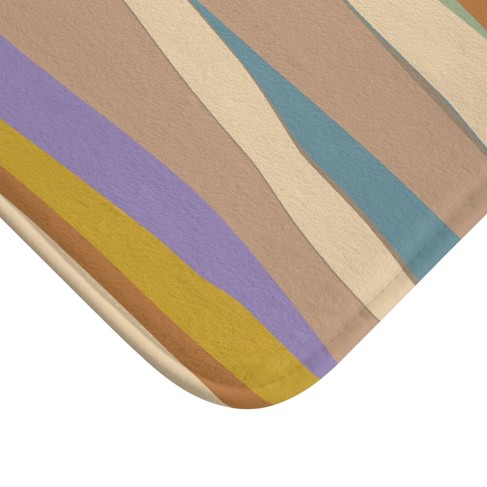 Wavy Stripes Large bath mat in Muted Tropical Colors corner view close up