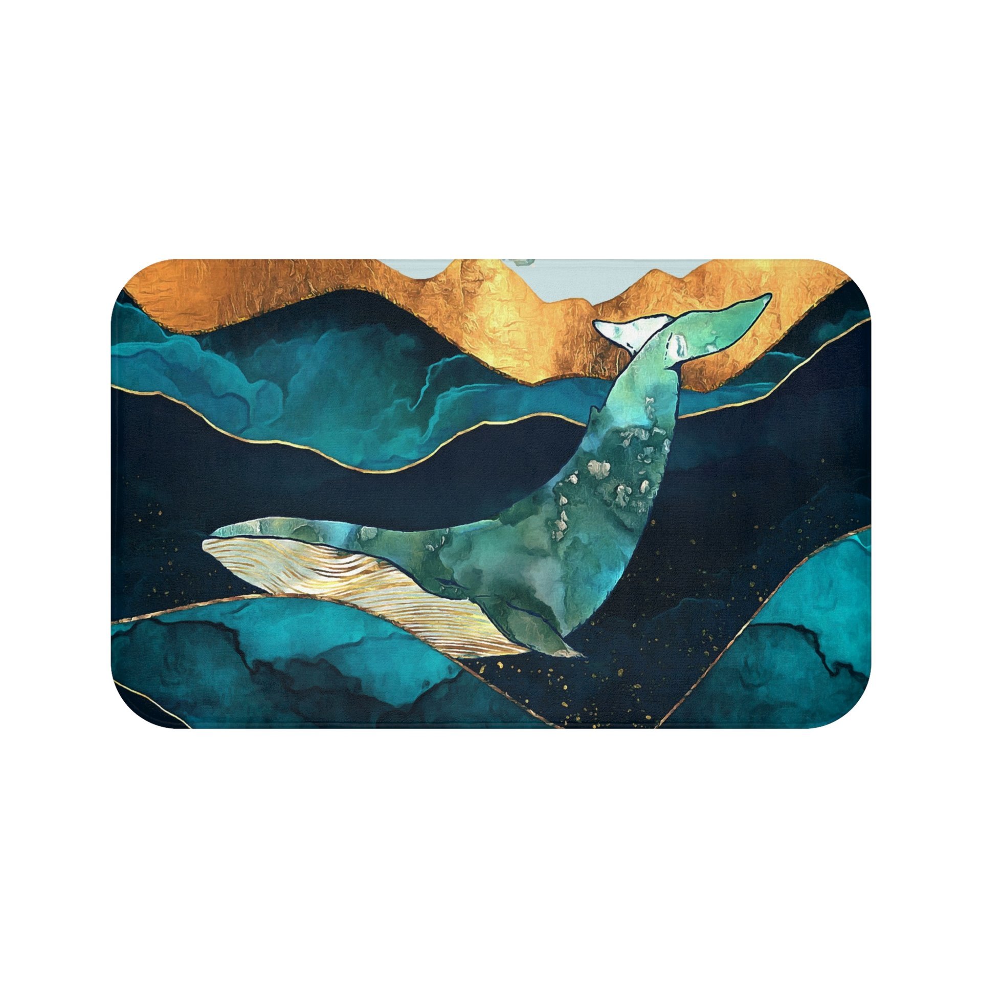 Blue Whale Shower Curtain, Bath Mat