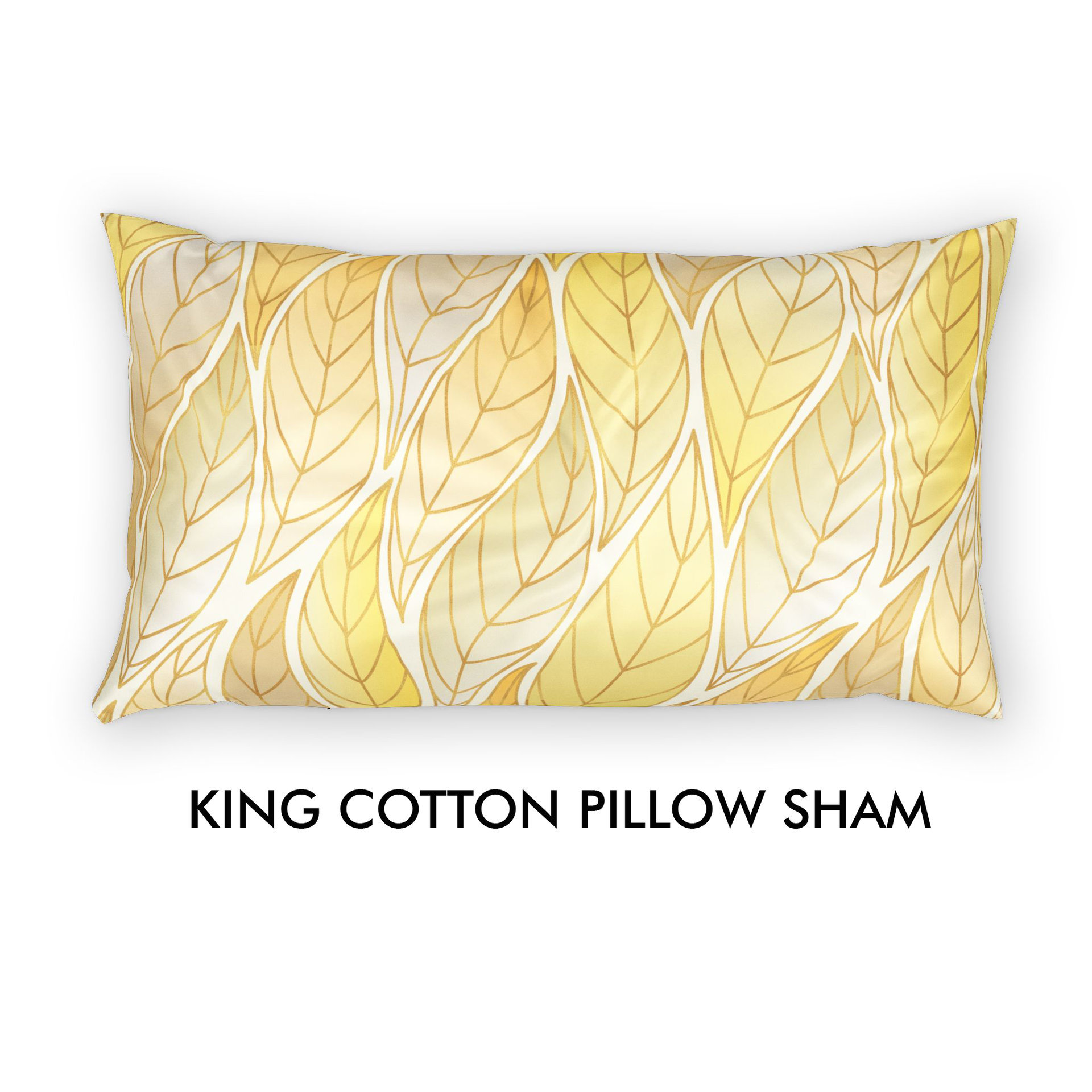 Yellow Ombré Leaves King Cotton Pillow Sham