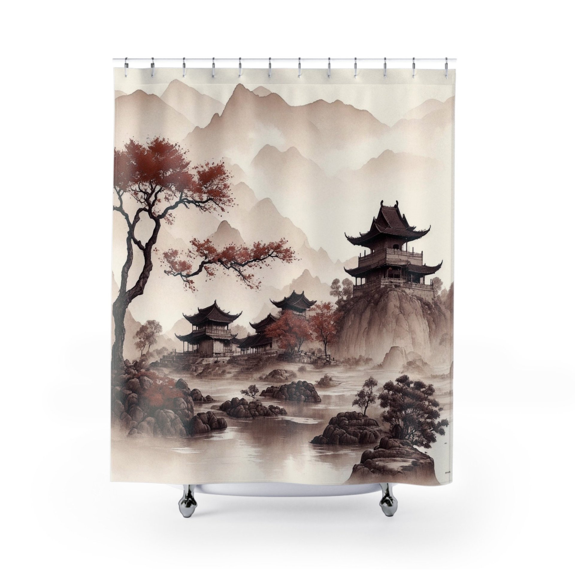 Zen Japanese shower curtain