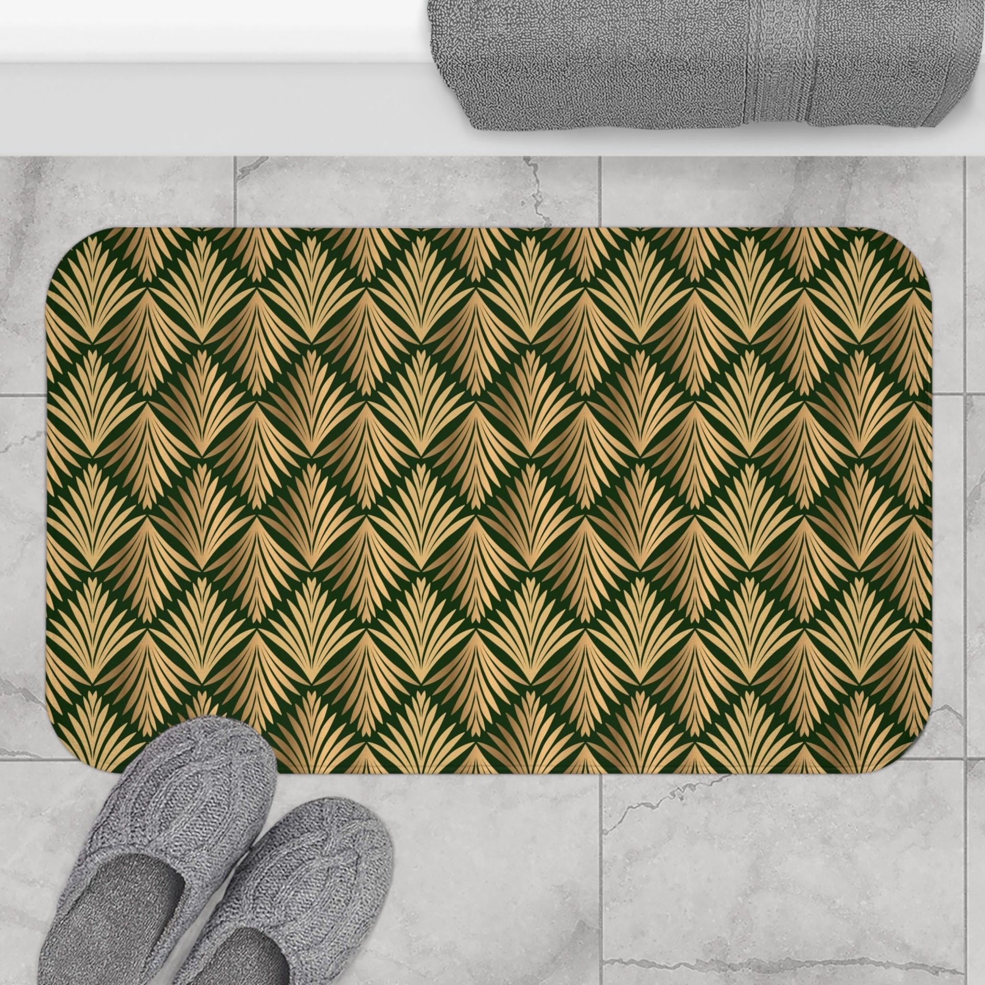 Floral Art Deco large bath mat
