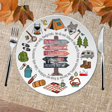 Personalized Family Camping Plastic Plate