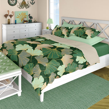 Ginkgo Leaves queen polyester duvet cover bedding set