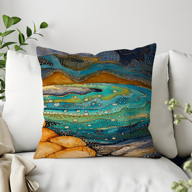 Rustic Watercolor Seashore - Coastal Decor Pillow