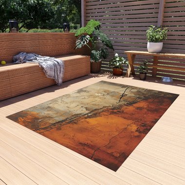 Abstract Industrial outdoor Rug  with a Flaking, Cracked Paint Texture