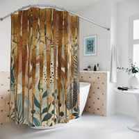 Modern Cottagecore Shower Curtain in a light and airy bathroom
