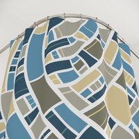 Modern Mosaic Shower Curtain showing button holes for hanging.