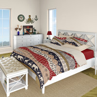 Navy Blue and Maroon African Art Bedding