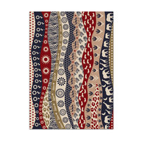 Burgundy, Navy Blue and Tan tribal African Rug