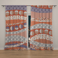 Terracotta and Lavender Abstract Geometric Window Curtains, Rod Pocket Panels