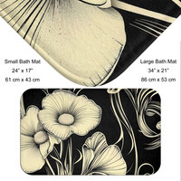 Black & Cream Floral Art Nouveau bath mat size chart.