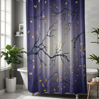 Moonlit Sky Shower Curtain, Navy Blue and Cream Ombré