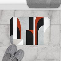 Brick Red Minimalist Art Deco bath mat small