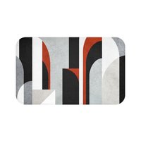 Brick Red Minimalist Art Deco bath mat large