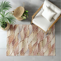 Beige Brown Ombre Leaves Rug, Indoor Outdoor