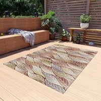 Beige Brown Ombre Leaves Rug, Indoor Outdoor