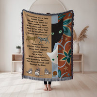 One Of A Kind Cat Lady Blanket, Personalized Poem Woven Cotton Throw