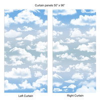 Gray Blue Sky Cloudscape Window Curtains, Rod Pocket Panels