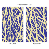 Bold Cobalt Blue Abstract Curtains, Butter Yellow Modern Window Panels, 50x84 inches