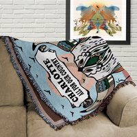 Personalized Southwestern Woven Cotton Throw Blanket, Cow skull design