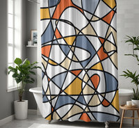 Colorful Mid-Century Modern Doodle Art Shower Curtain