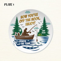 Personalized Coworker Retirement Gift Plate for a lake Fisherman