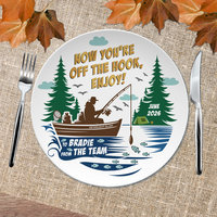 Personalized Coworker Retirement Gift Plate for a Lake Fisherman