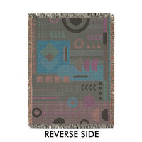 Woven Cotton Blanket, Modern Floor Plan Design reverse side