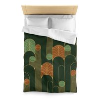 Forest Green Art Deco Bedding, Poly or Cotton Comforter or Duvet Cover, Pillow Shams