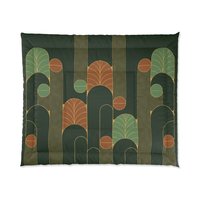 Forest Green Art Deco Bedding, Poly or Cotton Comforter or Duvet Cover, Pillow Shams