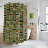 Beadwork Shower Curtain, Ethnic Tribal Weave Design