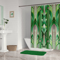 Emerald Green Art Deco Shower Curtain