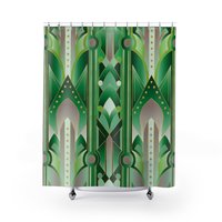 Emerald Green Art Deco Shower Curtain