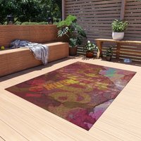 Multicolor Grunge outdoor Rug, Distressed Graffiti Art
