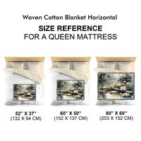 Horizontal Pink Waterlilies Woven Blanket