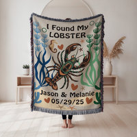 Personalized Woven Blanket – “I Found My Lobster” Throw for Couples
