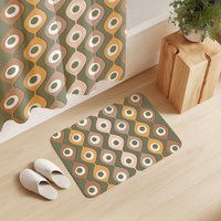Green Mid-Century Shower Curtain and bath mat